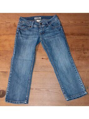 Vtg YMI From City Of Angels Juniors 5 Medium Wash Stretch Denim Capris Low Rise
